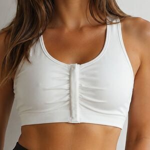 Ambrielle Wirefree Front Close Lounge Bra White Stretch Comfort Bra S